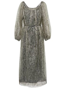 Tory Burch 托里·伯奇 女士 金银锦缎中长连衣裙 000693