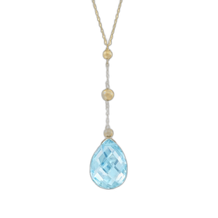 自营Ross-Simons 瑞士蓝托帕石 Y 型项链 14kt 黄金 - 20 英寸 美