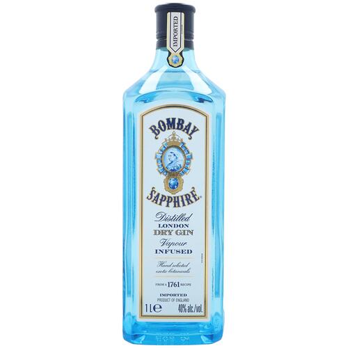 欧洲直邮Bombay Sapphire孟买蓝宝石金酒40度1000ml英国原装进口