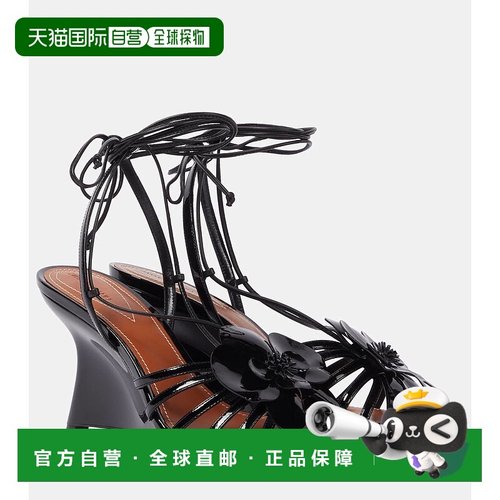 香港直邮ZIMMERMANN 女士 85 兰色漆皮坡跟凉鞋 black黑色 舒适时