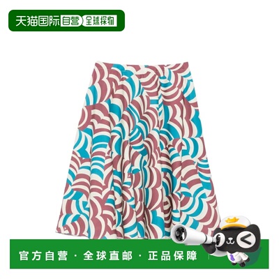 1h可退 香港直邮Marni 玛尼 女士 印花棉质中长半身裙 GOMA0527A3