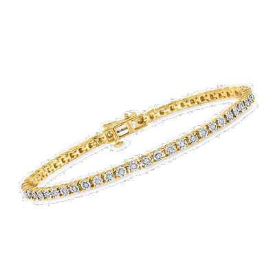 自营Ross-Simons 钻石网球手链 18kt 金镀在纯银上 - 7 英寸 美国