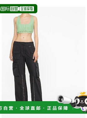 香港直邮GANNI 女士衬衫 F7596484 SS2023 绿色 Cotton crop top