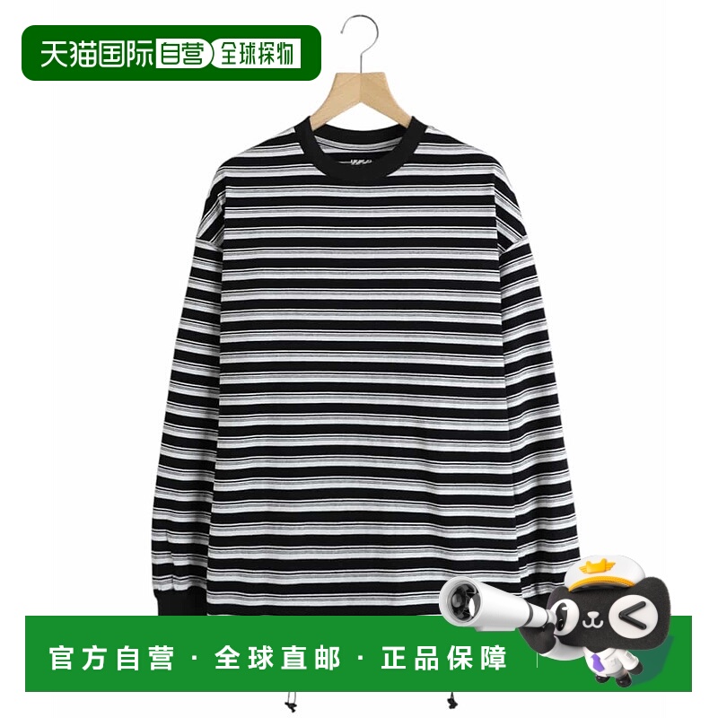 1h可退 日本直邮is-ness男士全棉长袖条纹T恤宽松设计 1004AWCS03