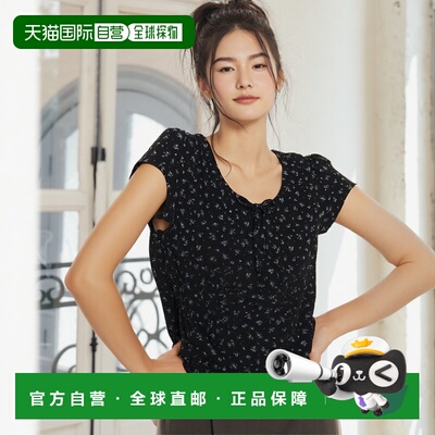 1h可退 日本直邮CHAN ME 女士法式泡袖小花图案上衣 274332女装