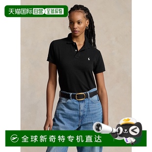 Ralph 纯色直筒Polo领短袖 日本直邮Polo Lauren 黑色 Polo衫 女款