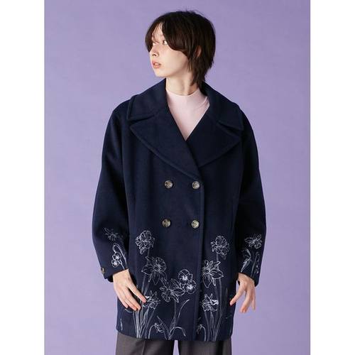 日本直邮Lily Brown 女装 刺绣宽松中长款外套 春季华美设计 LWFC