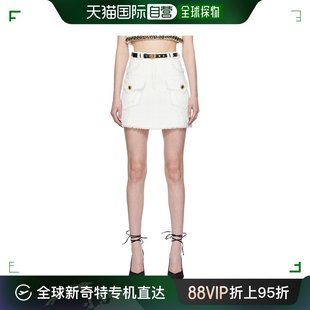 女士 香港直邮潮奢 巴尔曼 CF1LA357CE79 Balmain 白色磨边短裙