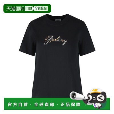 香港直邮BURBERRY 女士T恤 8120772 CO 黑色 Black Cotton T-Shir