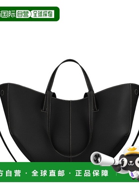 自营欧洲直邮POLENE Cyme女士黑色小牛皮手提包单肩包