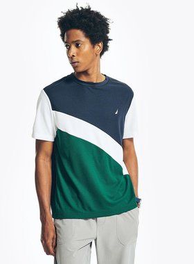 Nautica|Nautica 男式 Navtech 可持续制作拼色 T 恤