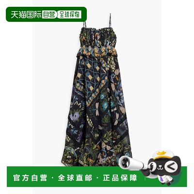 1h可退 香港直邮FARM RIO 女士 蕾丝边印花棉质中长连衣裙 325437