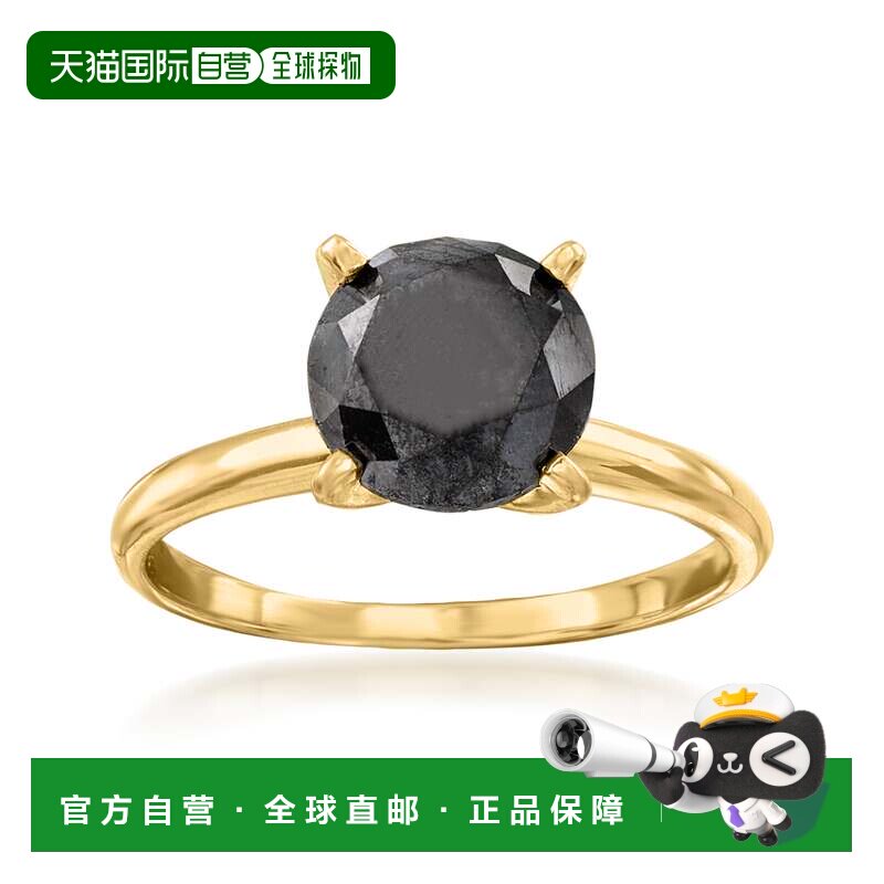 自营Ross-Simons 14 克拉黄金黑钻单石戒指 - 白色 美国奥莱直发