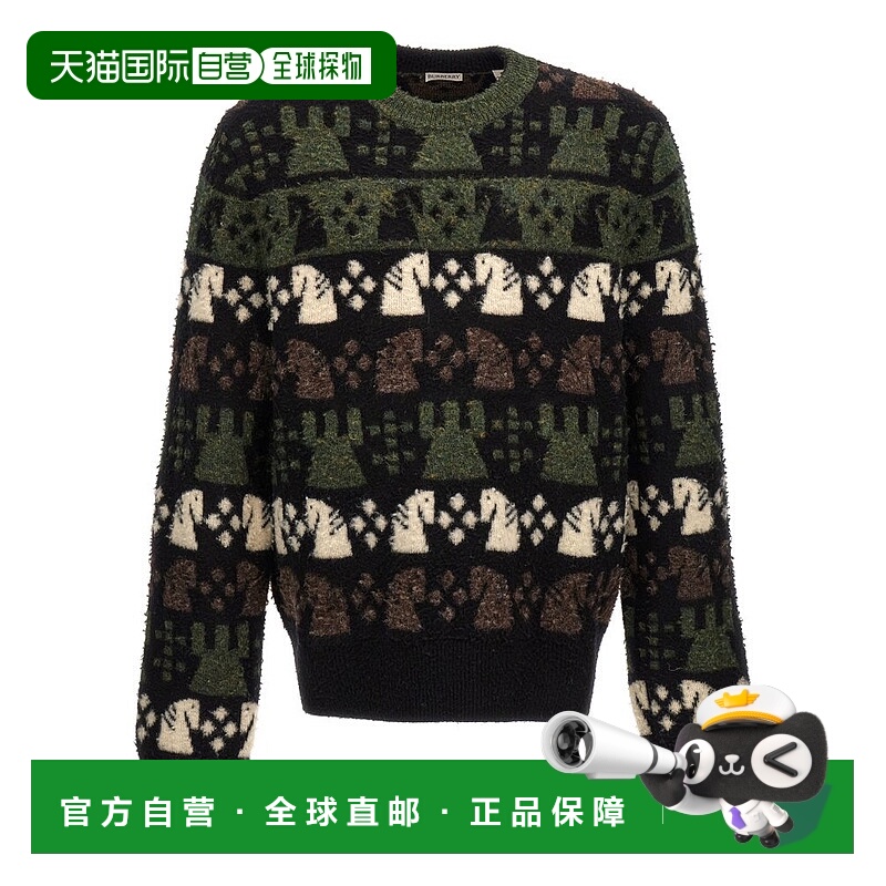 1h可退 香港直邮潮奢 Burberry 巴宝莉 男士 图案嵌花针织圆领毛