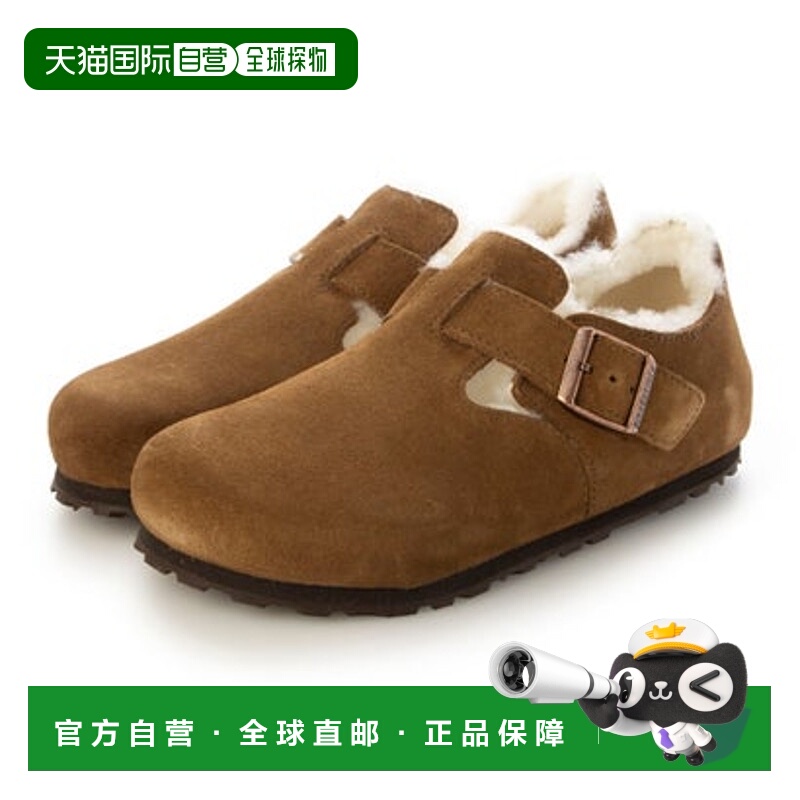 日本直邮Birkenstock London Shearling Suede中性款茶色系拖鞋 [