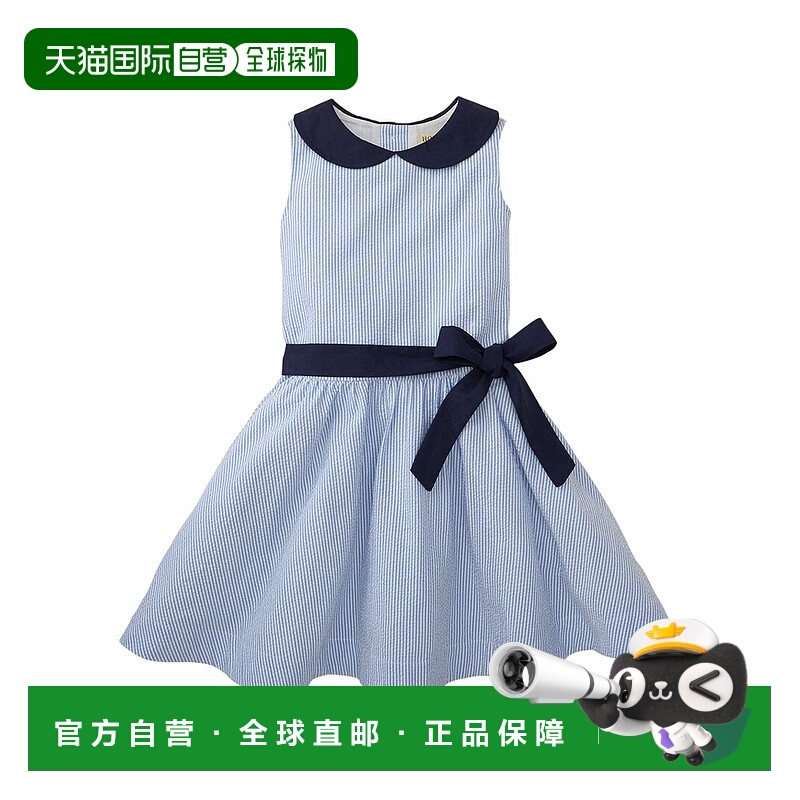 自营Hope & Henry Peter Pan Collar Seersucker Dress - blue 美