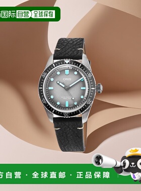 自营 Oris Divers Sixty-Five 灰色表盘皮革表带男士手表 01 733