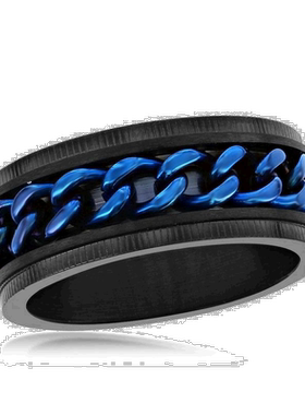 自营blackjackBACKJACK 不锈钢黑色配蓝色古巴链环 - 蓝色 美国奥