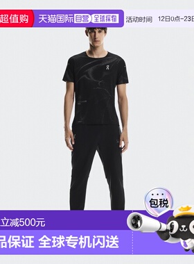 自营欧洲直邮ON昂跑 Lumos系列男士黑色聚酯纤维透气速干短袖T恤