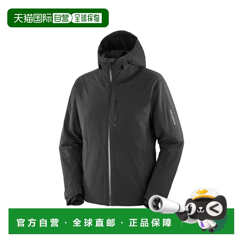 自营欧洲直邮Salomon Highland男士黑色聚酯纤维连帽滑雪外套夹克图片