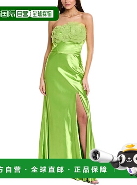自营 Rene Ruiz 缎面礼服 - 绿色 连衣裙美国奥莱直发