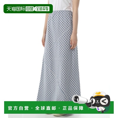 韩国直邮Baserange女士蓝格纹长裙棉质休闲（SSLA-OC-SP26）