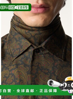 自营欧洲直邮Loro Piana 男士棕黑色真丝围巾