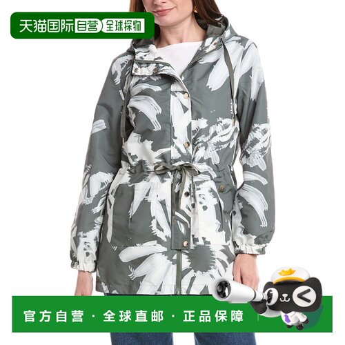 自营Nicole Miller花卉风衣-绿色 美国奥莱直发