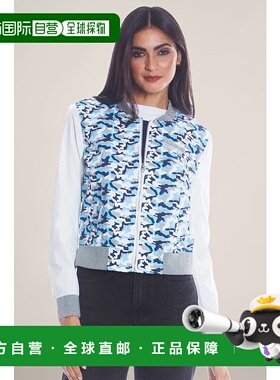 自营 members only女式尼龙袖迷彩棒球夹克 水绿色迷彩 美国奥莱