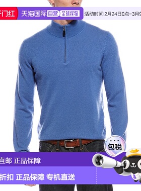 自营Mette Cashmere 1/4-Zip Mock Neck Sweater - blue 美国奥莱