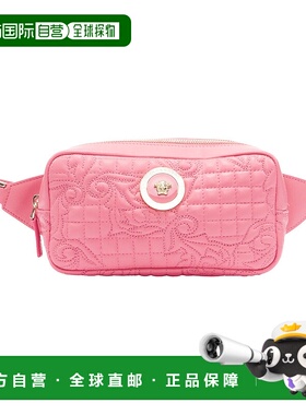 自营 VERSACE Vanitas巴洛克风格绗缝粉红色皮革金美杜莎斜挎包-