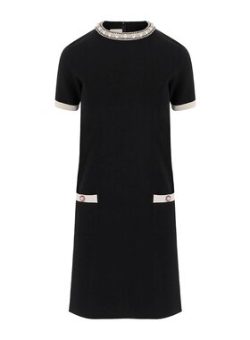 VALENTINO 女士连衣裙 BKD13L96B0NA AW2024 黑色 短袖连衣裙