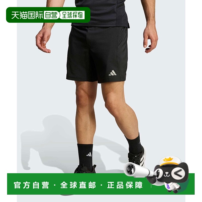1h可退 日本直邮adidas男装速干透气训练短裤 半拉链宽松运动短裤