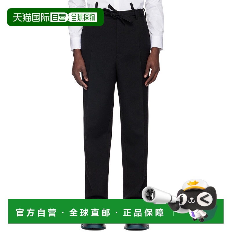 香港直邮潮奢 Jil Sander 吉尔 桑达 男士 黑色叠层长裤 J21KA020