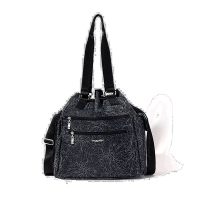 自营 baggallini Modern Everywhere 抽绳斜挎包 - 午夜花朵印花