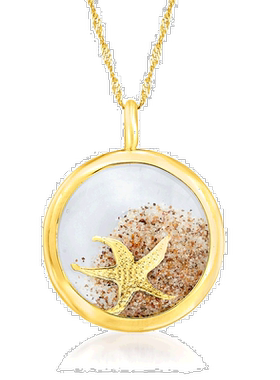 自营 Ross-Simons 14kt 黄金海星和沙水晶吊坠项链 黄色 美国奥莱