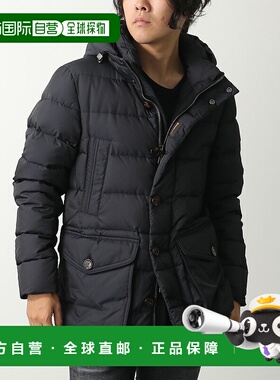 日本直邮MOORER FAGIO-KM 男士羽绒服连帽中长款带标志蓝色