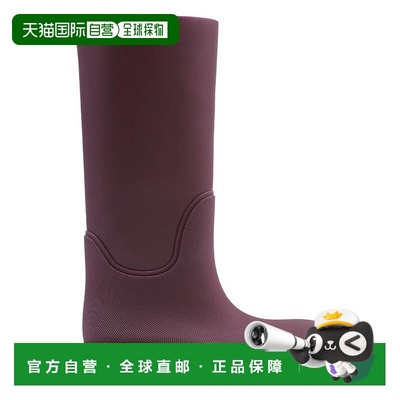 自营burberry博柏利橡胶马什高跟靴-李子色 美国奥莱直发高筒靴