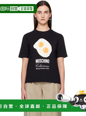 1h可退 香港直邮Moschino 莫斯奇诺 女士 黑色 Eggs Print T恤 A0