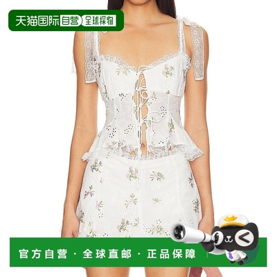 自营 for love & lemons金斯利白眼上衣-白色 美国奥莱直发女装
