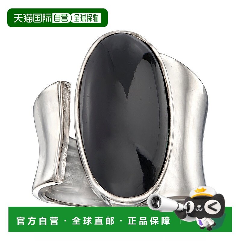自营 925 纯银 Ross-Simons 黑色玛瑙环绕式戒指 - 黑色 美国奥莱