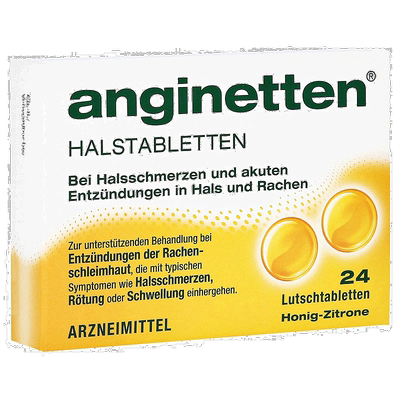 欧洲直邮德国药房anginetten喉咙咽喉杀菌消炎止痛含片24粒含糖