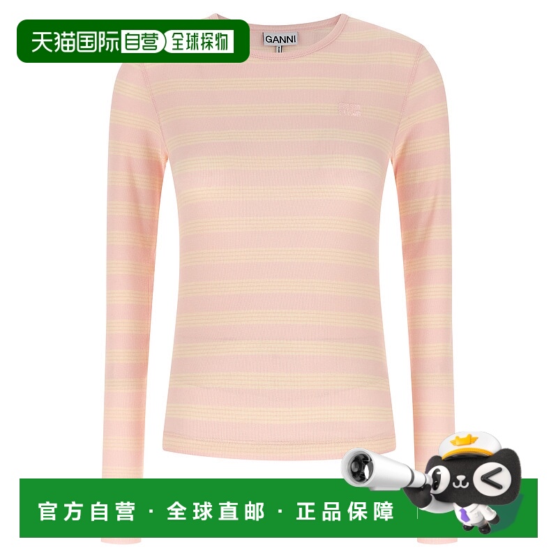 香港直邮GANNI 女士T恤 A1050066868 SS2026 粉红色 Striped swea