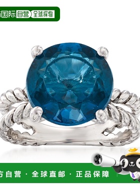 自营 925 纯银 Ross-Simons 伦敦蓝托帕石戒指 - 蓝色 美国奥莱直