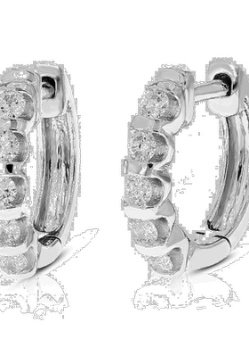 自营vir jewels1/2 克拉圆形实验室培育钻石圈形耳环 .925 纯银槽