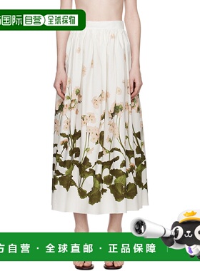 1h可退 香港直邮潮奢 Erdem 女士 白色抽褶半身裙 PS25S902S印花