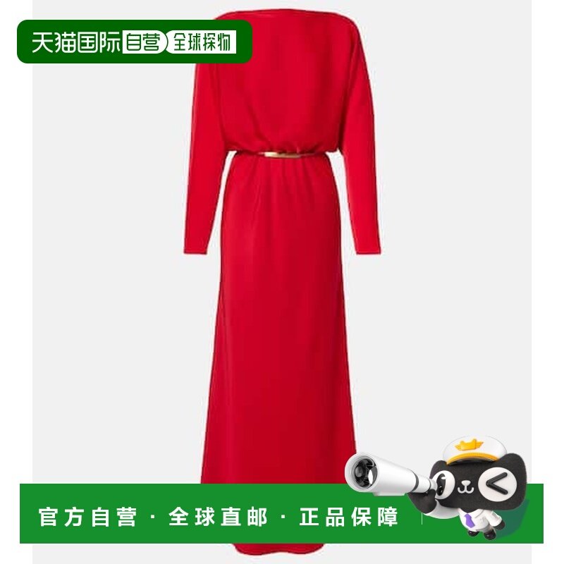 1h可退 香港直邮MaxMara 麦斯玛拉 女士 垂褶缎面睡裙 red红色 舒