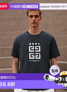 香港直邮Givenchy 4G Stars 男装修身T恤BM716G3YEL
