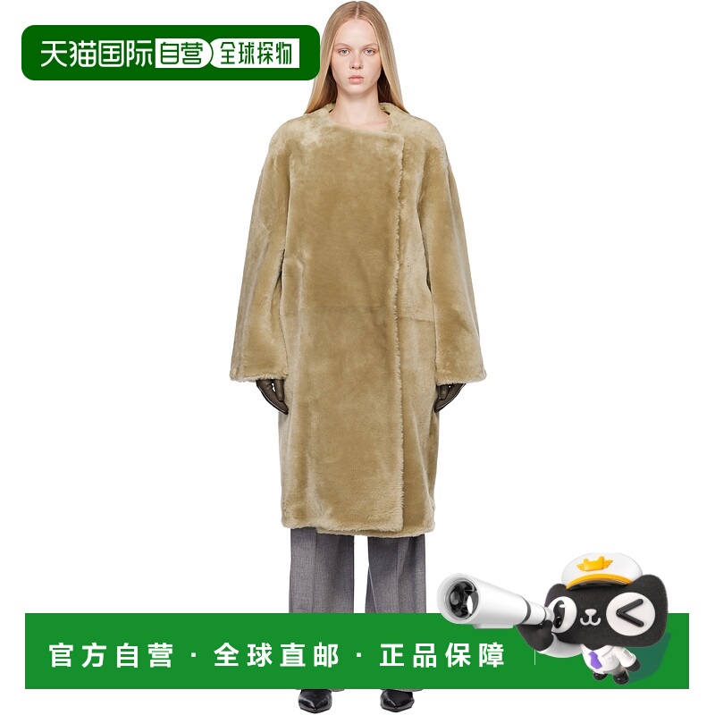 1h可退 香港直邮潮奢 toteme 女士 驼色无领毛皮大衣 254WRO0259L