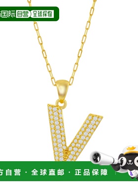 自营 simona纯银 Micro Pave CZ \'J\' 块首字母带回形针链 - 镀